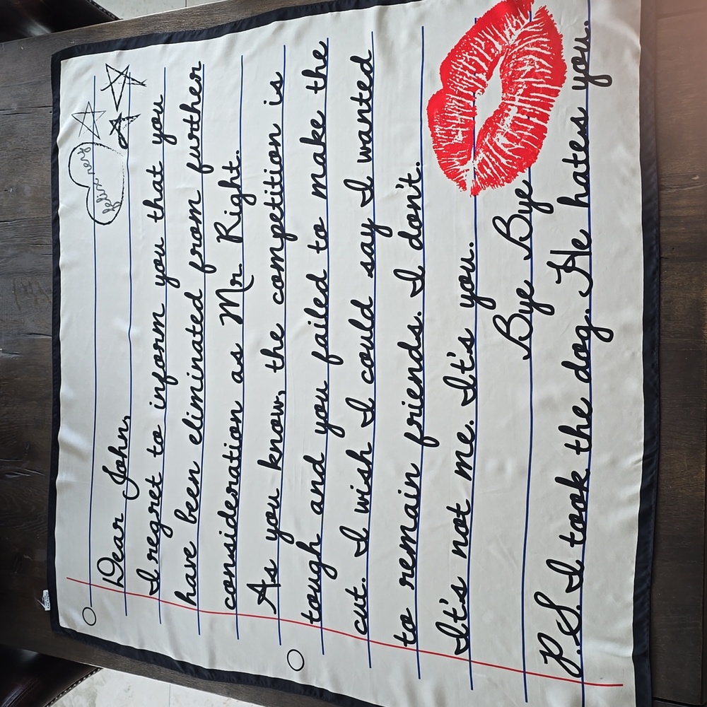 Silk Designer scarf: DearJohn letter